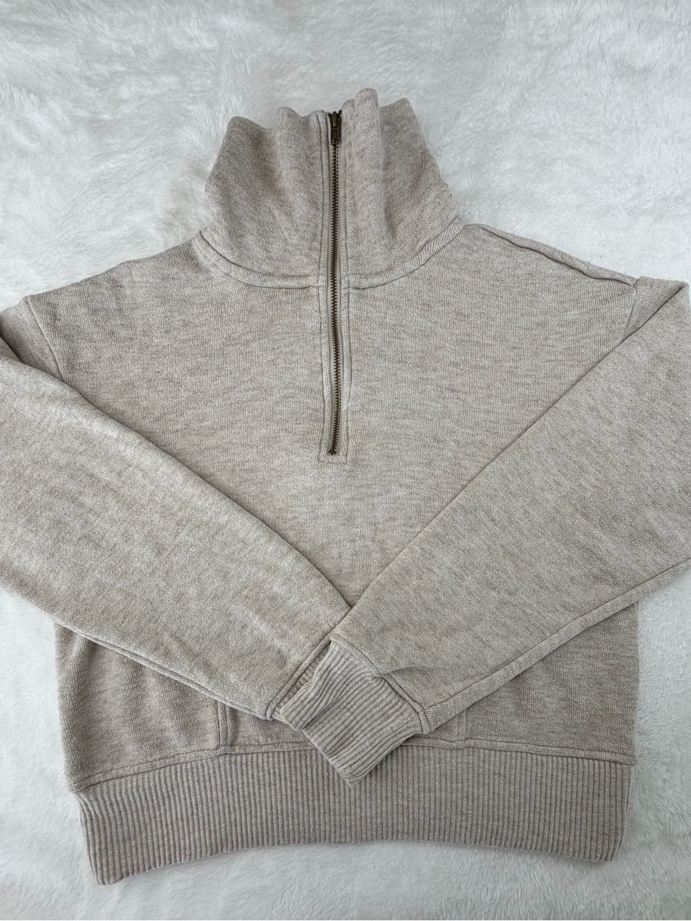 Universal Thread Women's Light Taupe Half-Zip Turtleneck Sweater